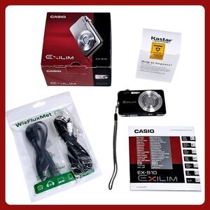 Casio Exilim EX-S10 Digital Camera 10.1MP Black Bundle EUC